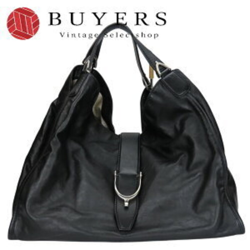 Gucci Soft Stirrup Tote Bag Black Leather Shoulder Bag
